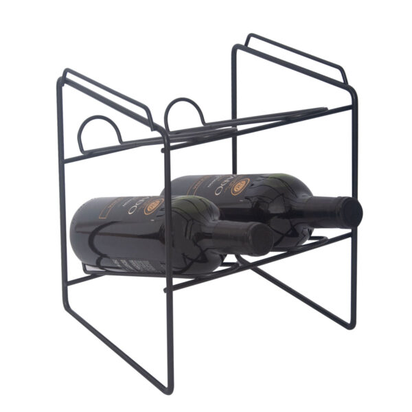 Garrafeiro Mini Preto p/4 Garrafas Empilhadas 2437 230x265x245mm