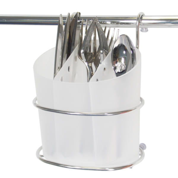 Porta Talheres c/Suporte Aramado Cromado p/Barra 4654 143x160x130mm