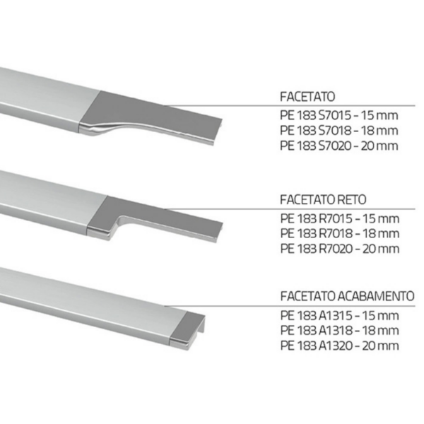Perfil Puxador RM-183 Facetato Infinite Titanio c/ 3m