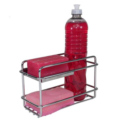 Porta Detergente Sabao Esponja Cromado p/Bancada 2310  190X125X90mm