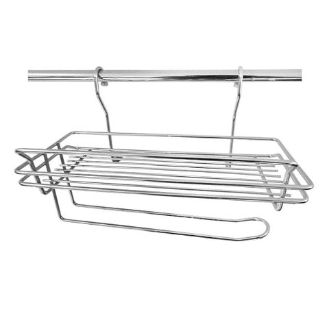 Porta Utensilios c/Porta Papel Toalha Cromado p/Barra 4651 330x207x180mm