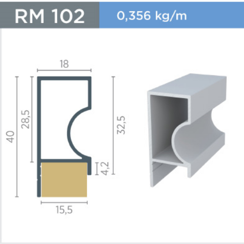 Perfil Puxador RM-102 15mm Supra Natural 3 Metros
