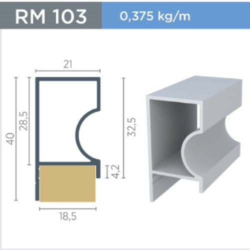 Perfil Puxador RM-103 18mm Supra Natural 3 Metros