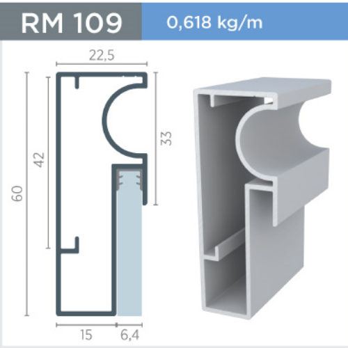 Perfil Puxador RM-109 Supra Natural 3 Metros