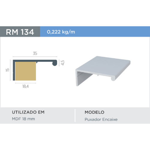Perfil Puxador RM-134 Supra Natural 3 Metros