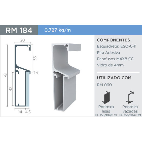 Perfil Puxador RM-184 Anodizado 3 Metros