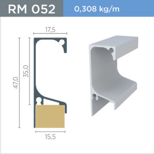 Perfil Puxador RM-052 15mm Preto C/3m