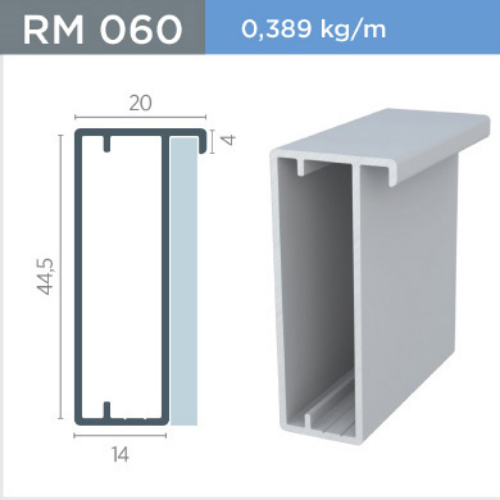 Perfil Puxador RM-060 Anodizado P/Vidro C/3M