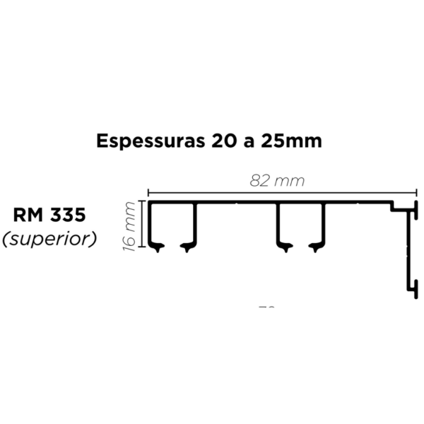 Trilho Superior RM-335 (20 a 25MM) P/ Flow C/3m